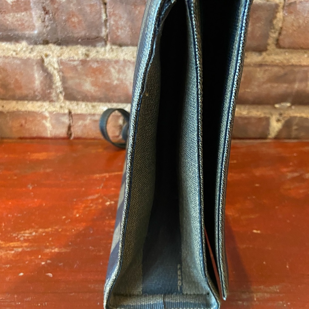 RARE Vintage 80s FENDI Pequin Stripe Crossbody Bag-Leather Letter Logo-SAS Roma - Picture 6 of 14